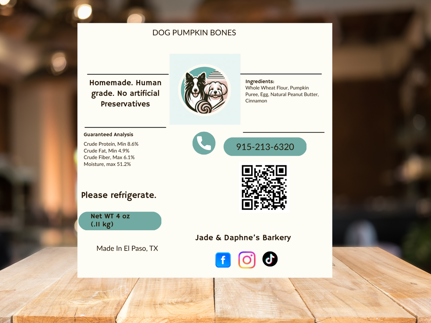 Pumpkin Dog Bones 4oz