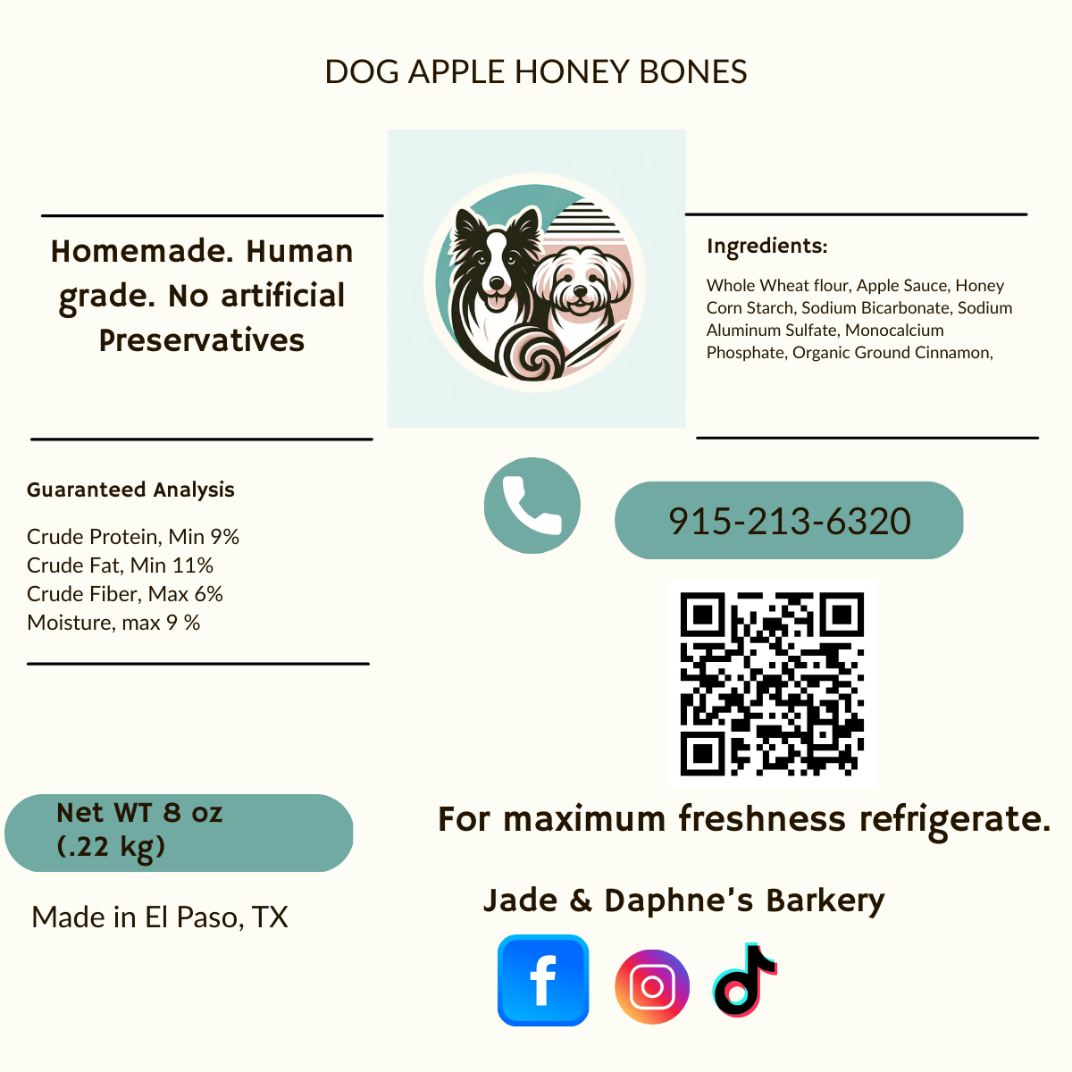 All-Natural Honey & Apple Dog Treats 4oz