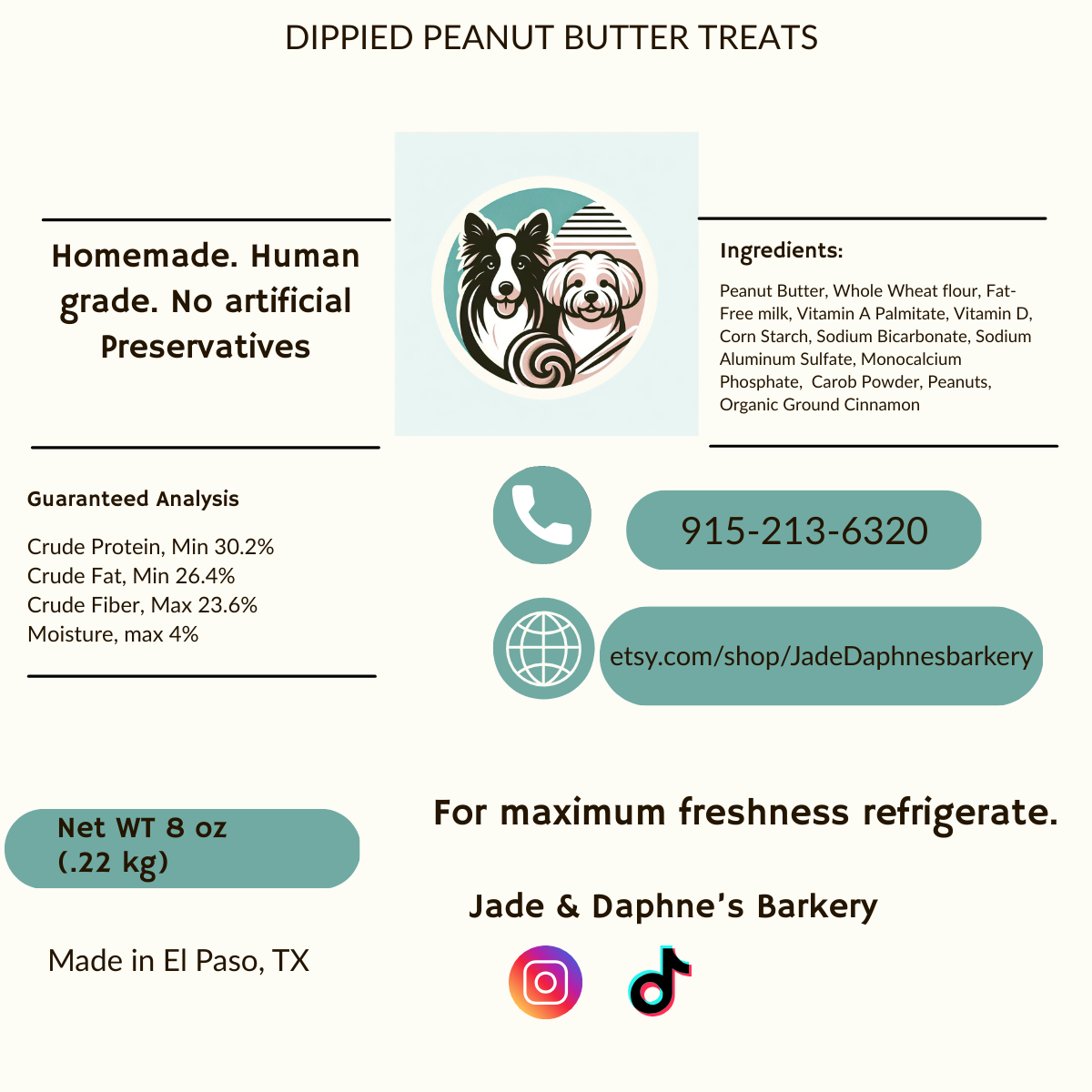 Dipped Peanut Butter Dog Treats 4oz